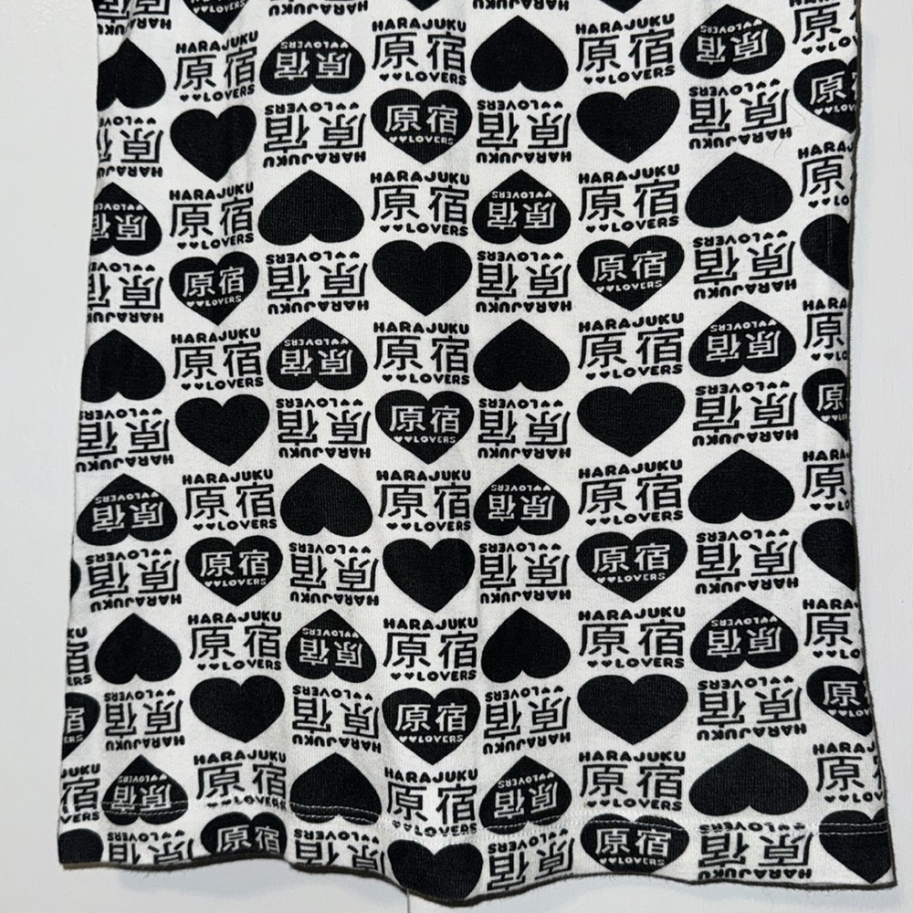 Harajuku Lovers by Gwen Stefani Ringer Tank Top Black & White Hearts S Small Y2K - Picture 5 of 15